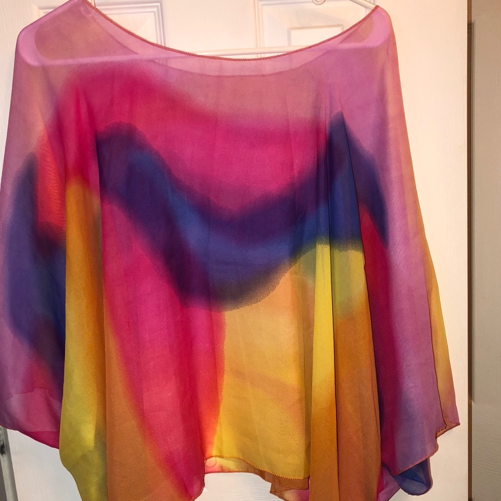 Rainbow Poncho with Sleeves